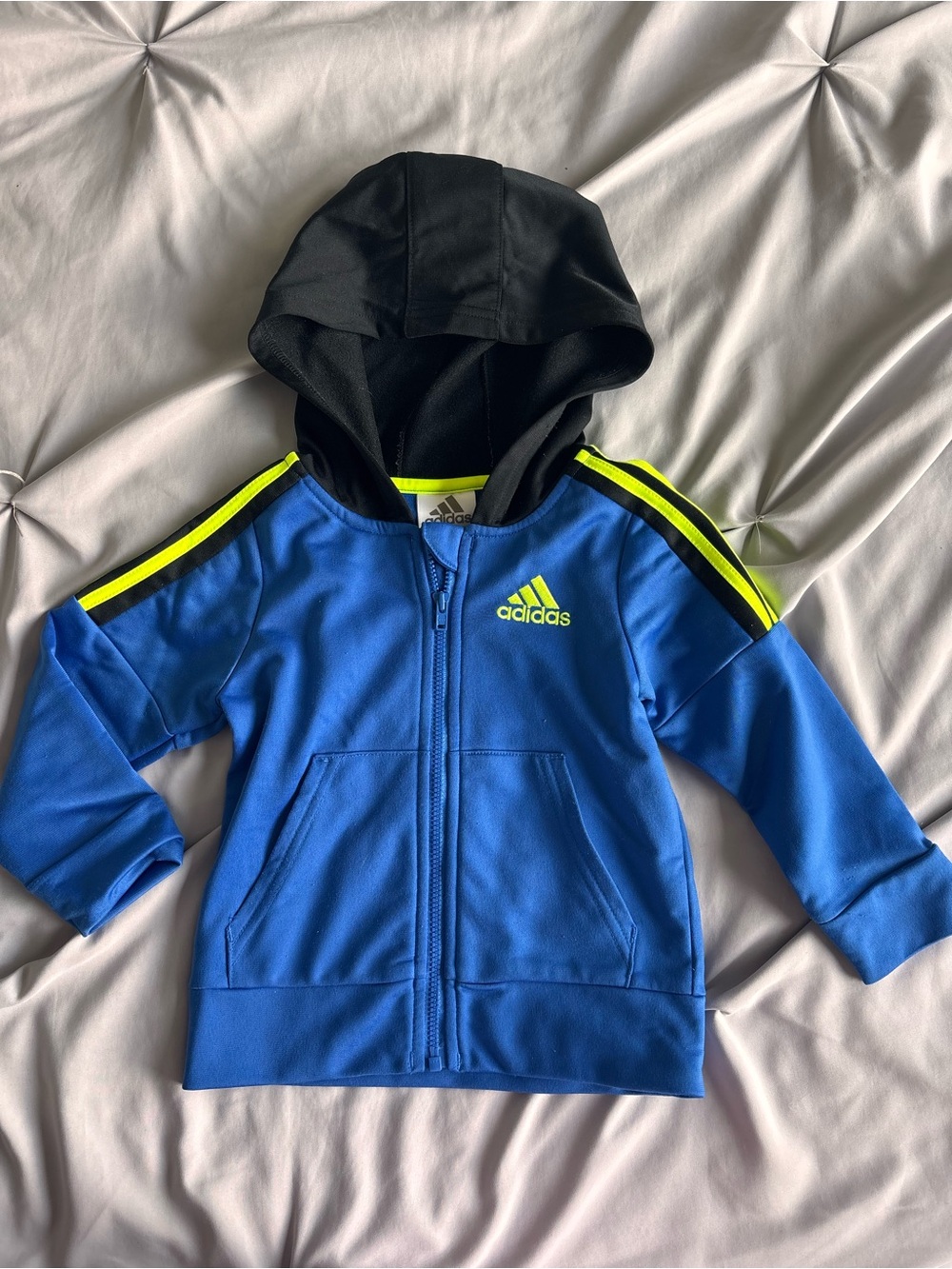 Adidas Kids Bright Blue Hooded Zip Jacket 18 Months Boys